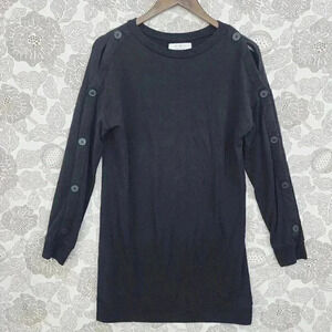 Bailey 44 Anthropologie Long sleeve Button Mini Sweater Dress Black M 3451C